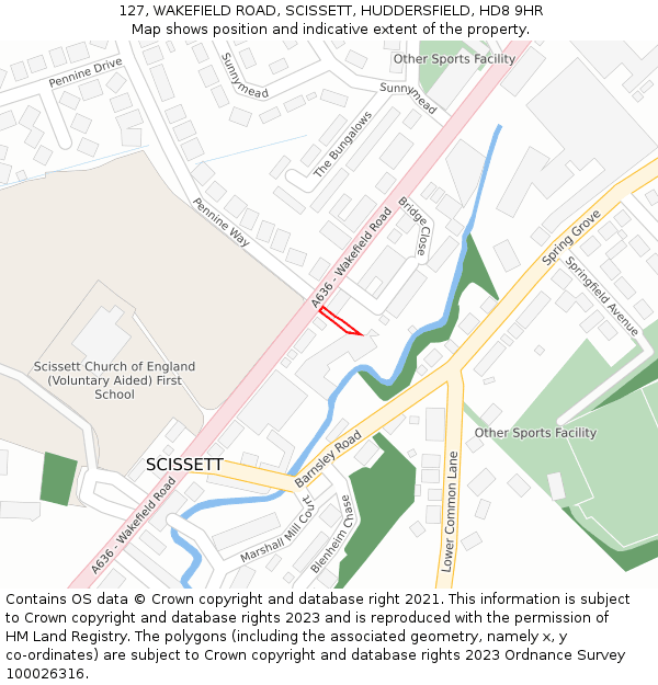 127, WAKEFIELD ROAD, SCISSETT, HUDDERSFIELD, HD8 9HR: Location map and indicative extent of plot