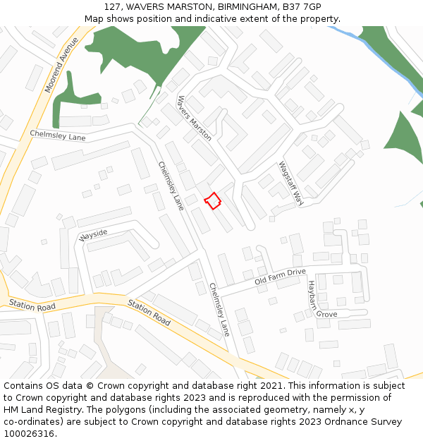 127, WAVERS MARSTON, BIRMINGHAM, B37 7GP: Location map and indicative extent of plot
