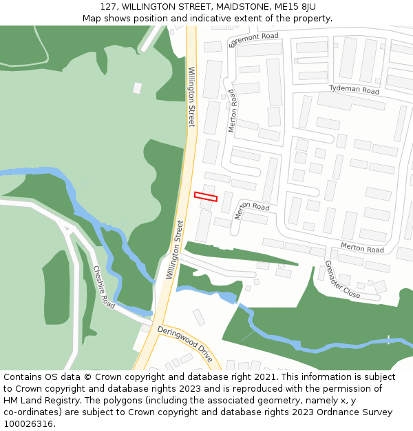 127, WILLINGTON STREET, MAIDSTONE, ME15 8JU: Location map and indicative extent of plot
