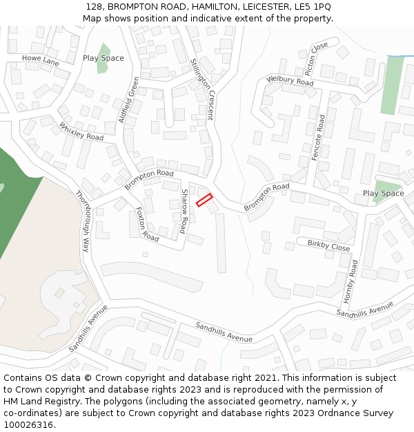 128, BROMPTON ROAD, HAMILTON, LEICESTER, LE5 1PQ: Location map and indicative extent of plot