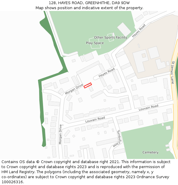 128, HAYES ROAD, GREENHITHE, DA9 9DW: Location map and indicative extent of plot