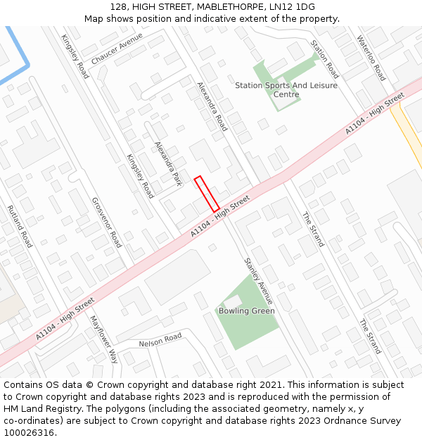 128, HIGH STREET, MABLETHORPE, LN12 1DG: Location map and indicative extent of plot
