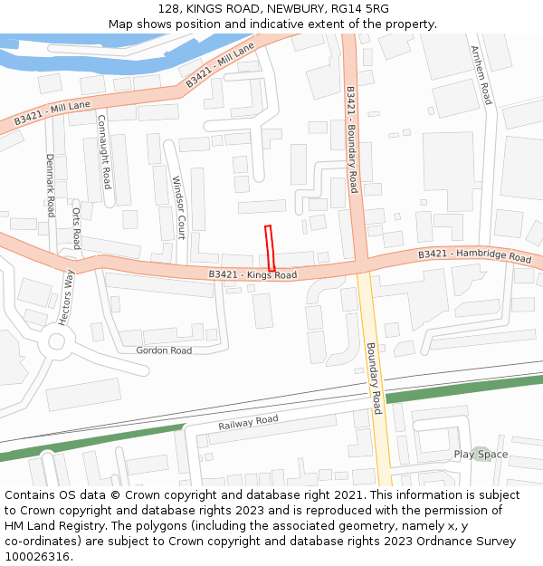 128, KINGS ROAD, NEWBURY, RG14 5RG: Location map and indicative extent of plot