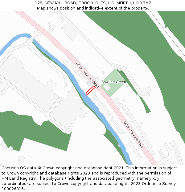 128, NEW MILL ROAD, BROCKHOLES, HOLMFIRTH, HD9 7AZ: Location map and indicative extent of plot
