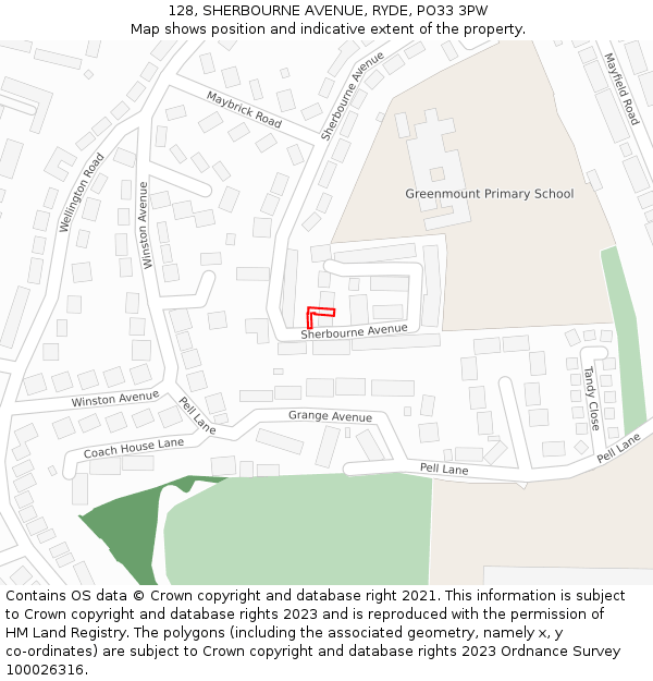 128, SHERBOURNE AVENUE, RYDE, PO33 3PW: Location map and indicative extent of plot