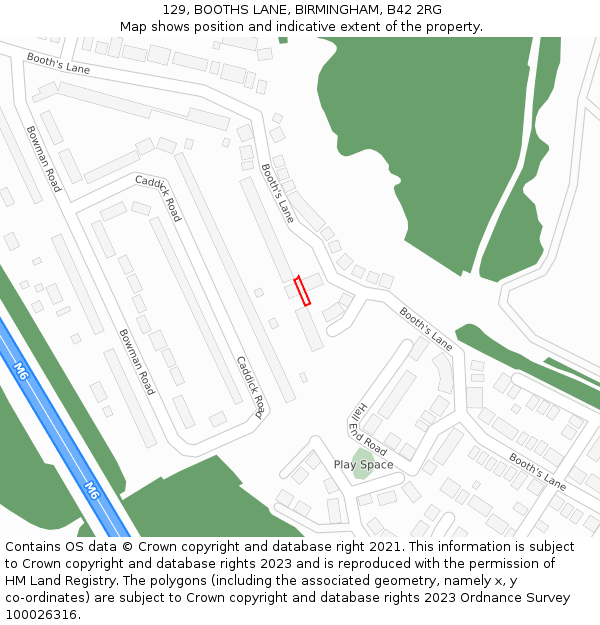 129, BOOTHS LANE, BIRMINGHAM, B42 2RG: Location map and indicative extent of plot