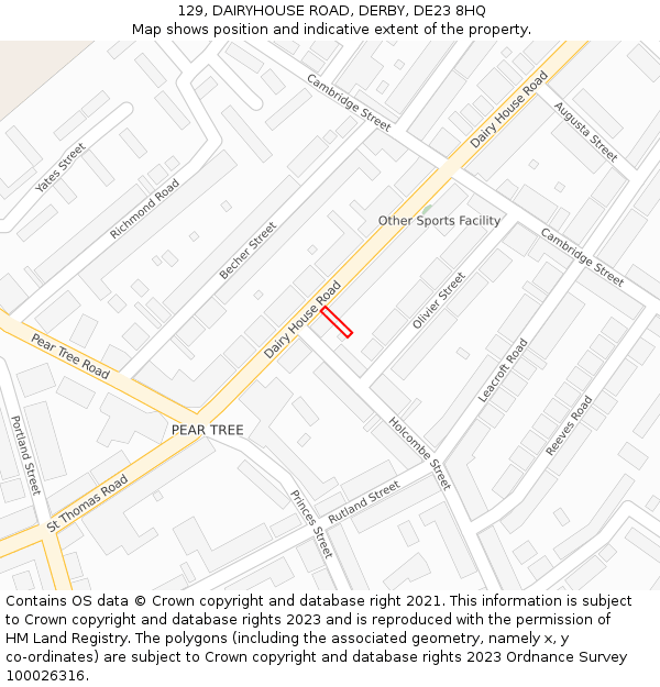 129, DAIRYHOUSE ROAD, DERBY, DE23 8HQ: Location map and indicative extent of plot