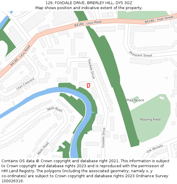 129, FOXDALE DRIVE, BRIERLEY HILL, DY5 3GZ: Location map and indicative extent of plot
