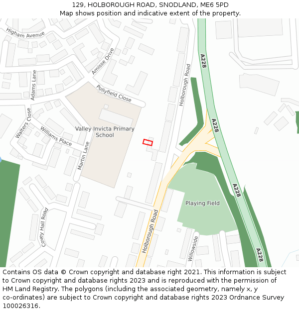 129, HOLBOROUGH ROAD, SNODLAND, ME6 5PD: Location map and indicative extent of plot