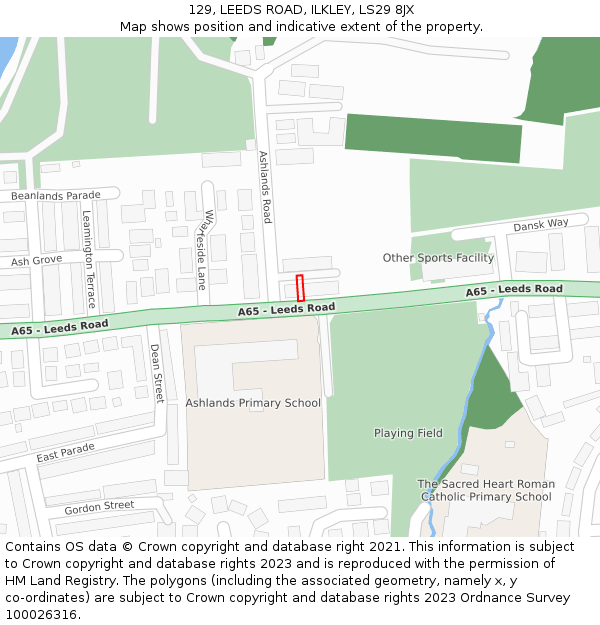 129, LEEDS ROAD, ILKLEY, LS29 8JX: Location map and indicative extent of plot