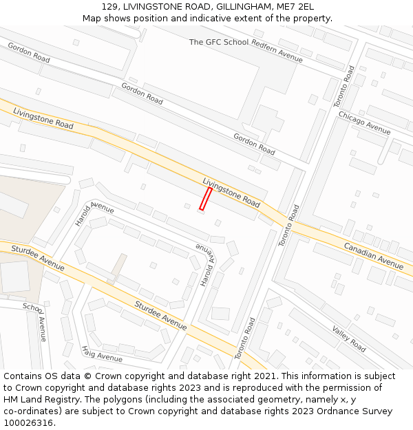 129, LIVINGSTONE ROAD, GILLINGHAM, ME7 2EL: Location map and indicative extent of plot