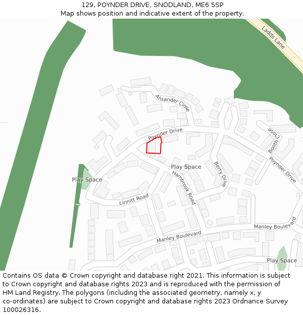 129, POYNDER DRIVE, SNODLAND, ME6 5SP: Location map and indicative extent of plot