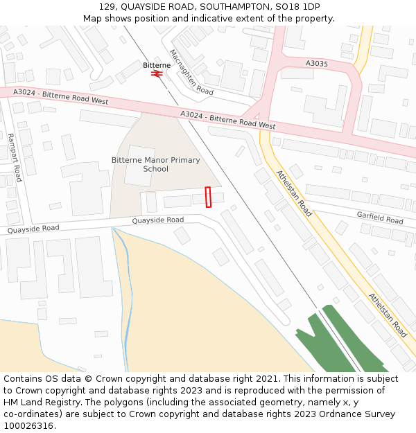 129, QUAYSIDE ROAD, SOUTHAMPTON, SO18 1DP: Location map and indicative extent of plot