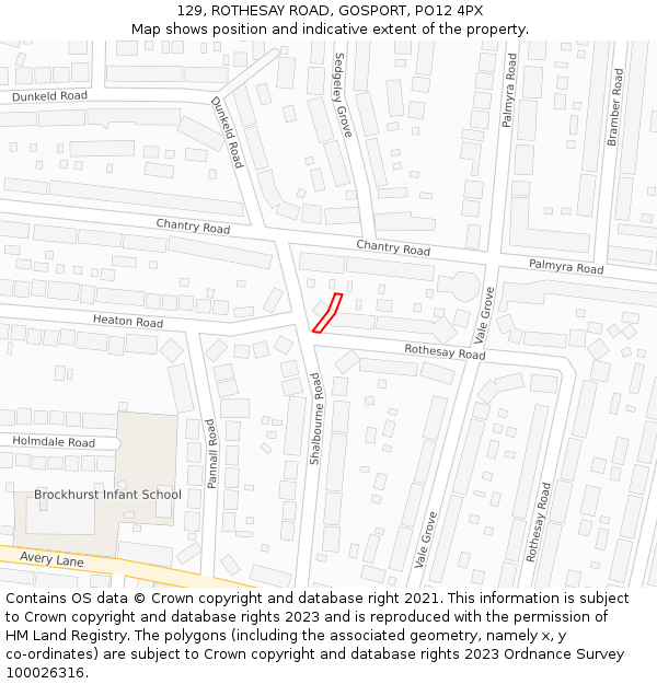 129, ROTHESAY ROAD, GOSPORT, PO12 4PX: Location map and indicative extent of plot