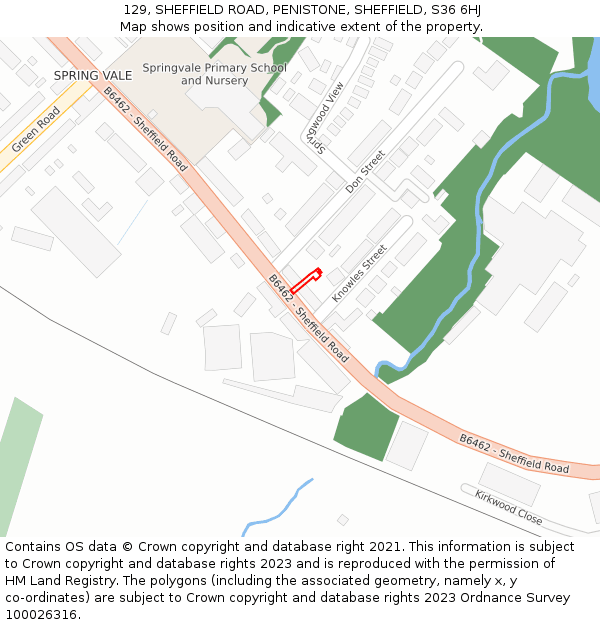 129, SHEFFIELD ROAD, PENISTONE, SHEFFIELD, S36 6HJ: Location map and indicative extent of plot