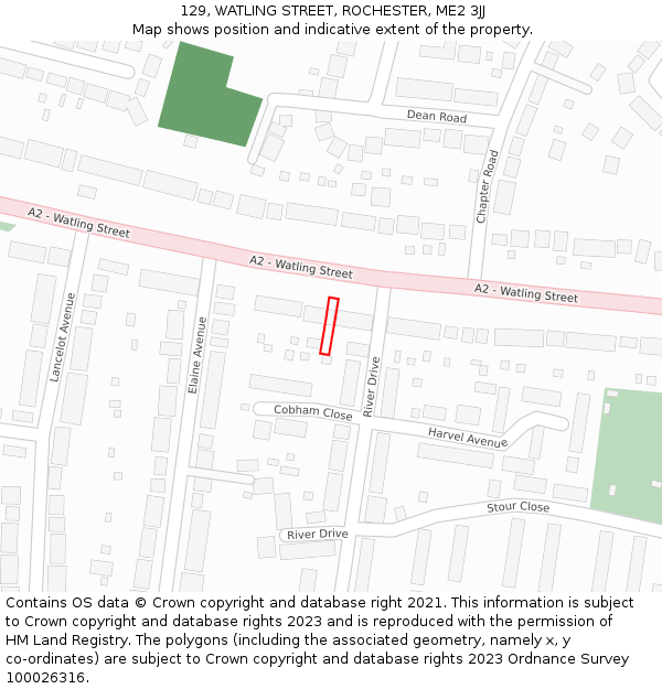 129, WATLING STREET, ROCHESTER, ME2 3JJ: Location map and indicative extent of plot