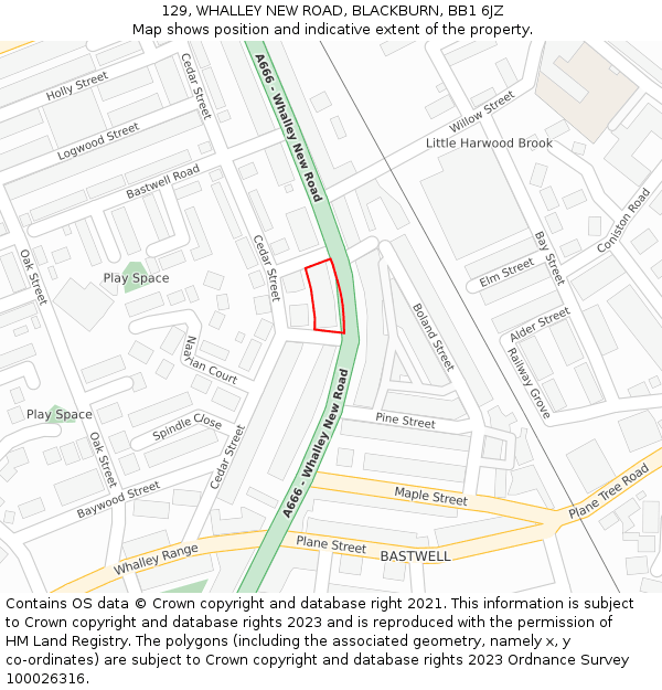 129, WHALLEY NEW ROAD, BLACKBURN, BB1 6JZ: Location map and indicative extent of plot