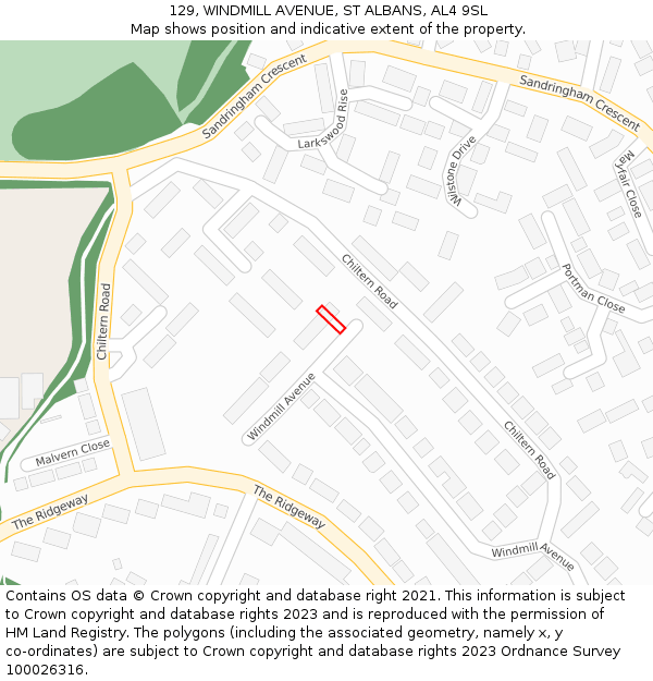 129, WINDMILL AVENUE, ST ALBANS, AL4 9SL: Location map and indicative extent of plot