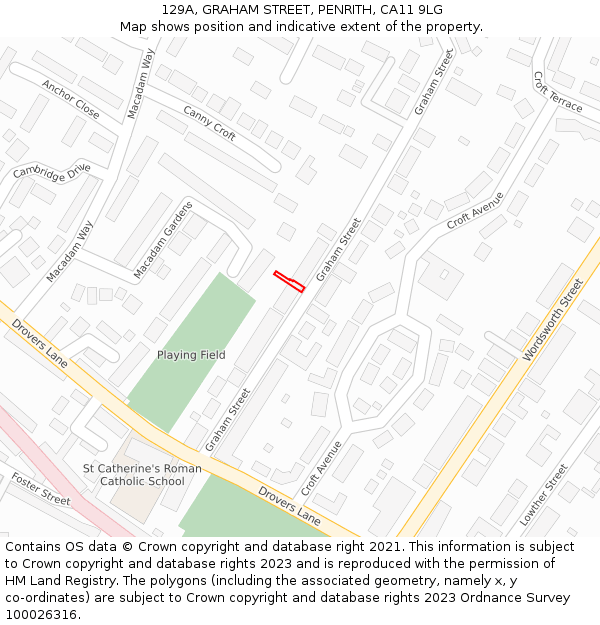 129A, GRAHAM STREET, PENRITH, CA11 9LG: Location map and indicative extent of plot