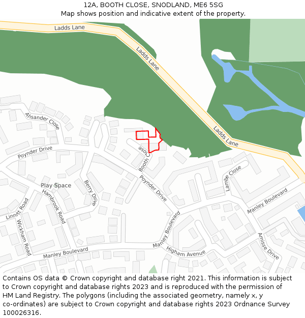12A, BOOTH CLOSE, SNODLAND, ME6 5SG: Location map and indicative extent of plot