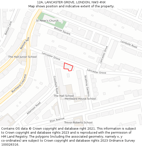 12A, LANCASTER GROVE, LONDON, NW3 4NX: Location map and indicative extent of plot