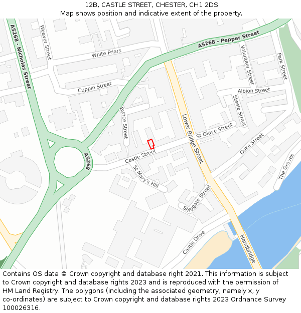 12B, CASTLE STREET, CHESTER, CH1 2DS: Location map and indicative extent of plot