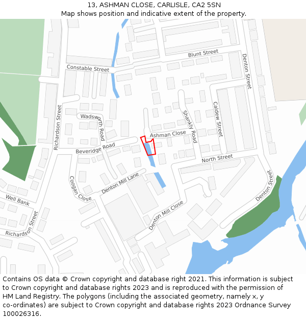 13, ASHMAN CLOSE, CARLISLE, CA2 5SN: Location map and indicative extent of plot