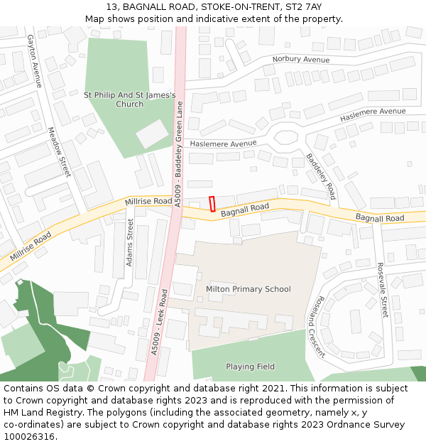13, BAGNALL ROAD, STOKE-ON-TRENT, ST2 7AY: Location map and indicative extent of plot