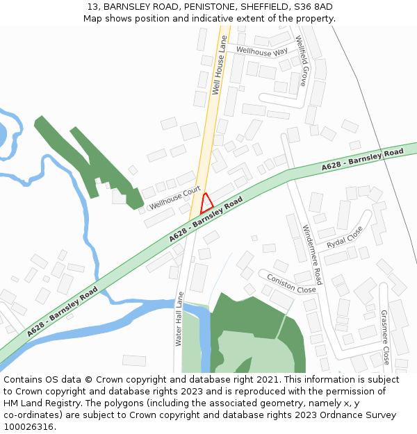 13, BARNSLEY ROAD, PENISTONE, SHEFFIELD, S36 8AD: Location map and indicative extent of plot