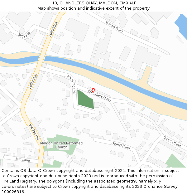 13, CHANDLERS QUAY, MALDON, CM9 4LF: Location map and indicative extent of plot