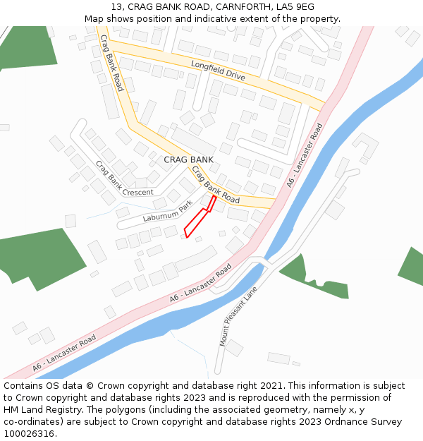 13, CRAG BANK ROAD, CARNFORTH, LA5 9EG: Location map and indicative extent of plot