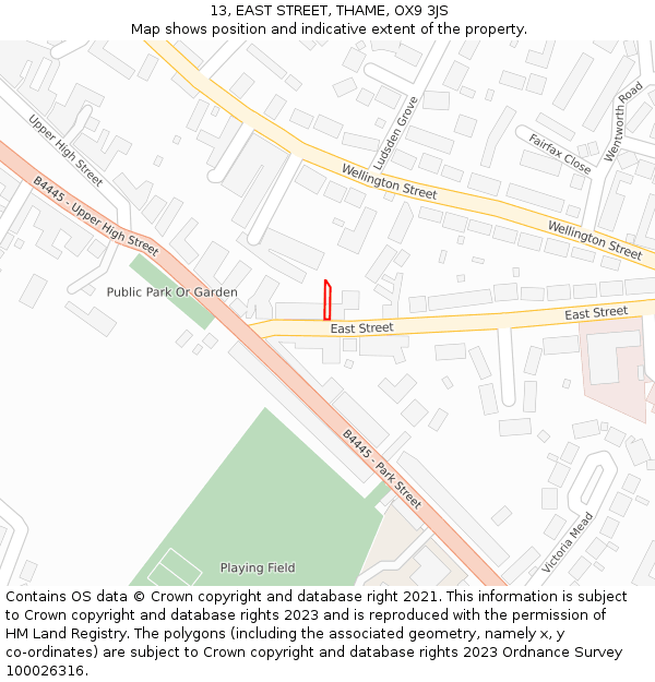 13, EAST STREET, THAME, OX9 3JS: Location map and indicative extent of plot