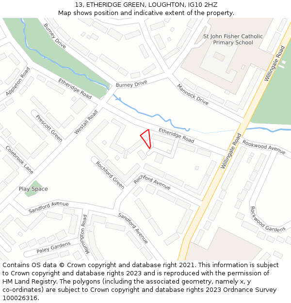 13, ETHERIDGE GREEN, LOUGHTON, IG10 2HZ: Location map and indicative extent of plot