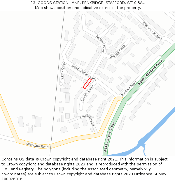 13, GOODS STATION LANE, PENKRIDGE, STAFFORD, ST19 5AU: Location map and indicative extent of plot