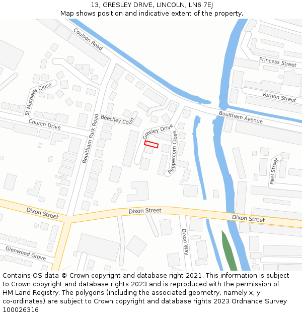 13, GRESLEY DRIVE, LINCOLN, LN6 7EJ: Location map and indicative extent of plot