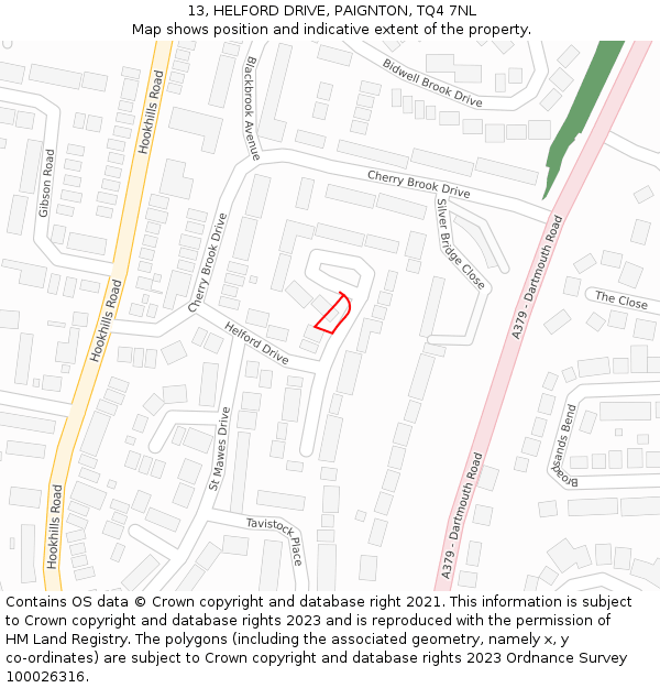 13, HELFORD DRIVE, PAIGNTON, TQ4 7NL: Location map and indicative extent of plot