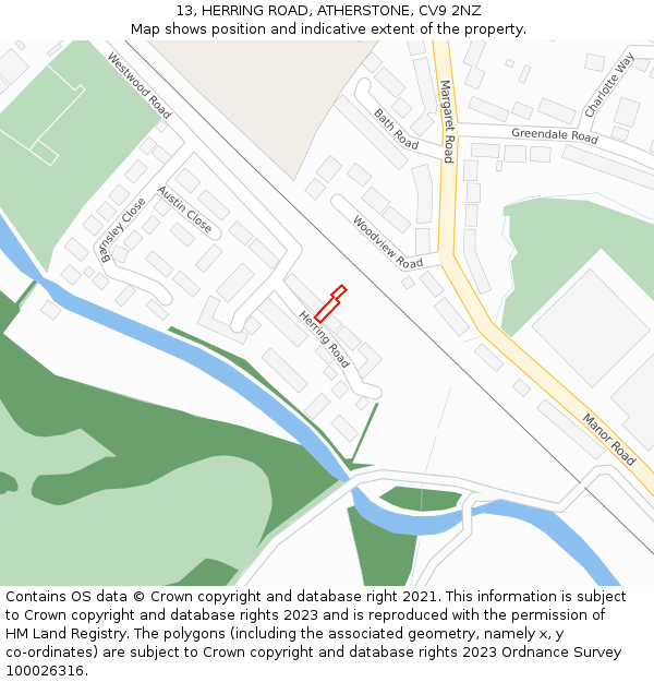 13, HERRING ROAD, ATHERSTONE, CV9 2NZ: Location map and indicative extent of plot