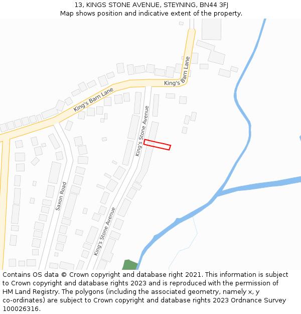 13, KINGS STONE AVENUE, STEYNING, BN44 3FJ: Location map and indicative extent of plot