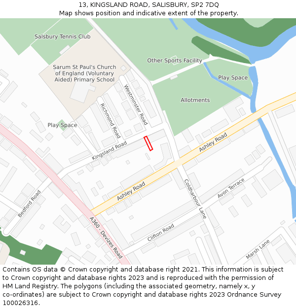 13, KINGSLAND ROAD, SALISBURY, SP2 7DQ: Location map and indicative extent of plot