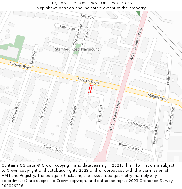 13, LANGLEY ROAD, WATFORD, WD17 4PS: Location map and indicative extent of plot