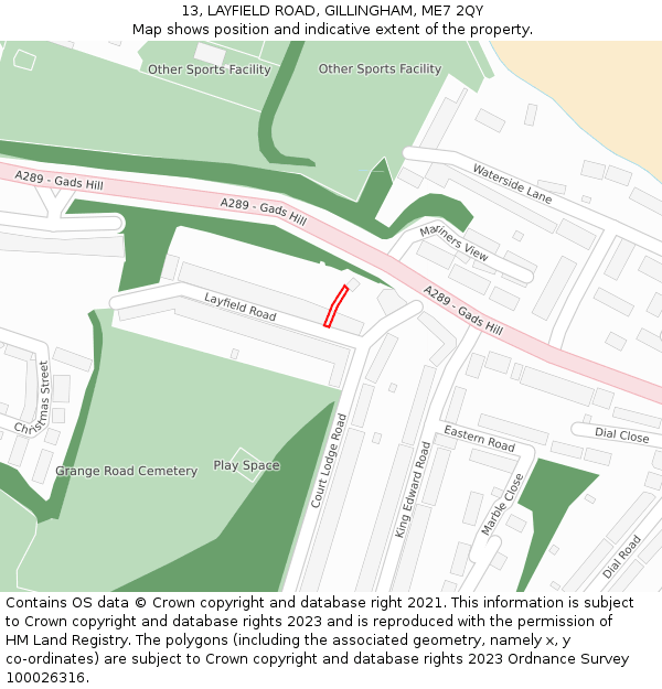 13, LAYFIELD ROAD, GILLINGHAM, ME7 2QY: Location map and indicative extent of plot