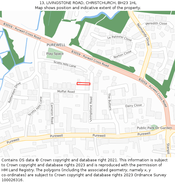 13, LIVINGSTONE ROAD, CHRISTCHURCH, BH23 1HL: Location map and indicative extent of plot
