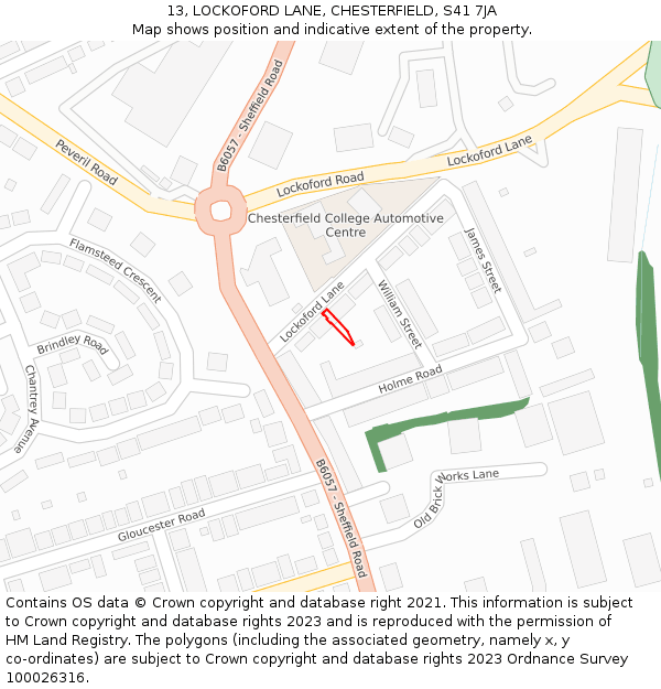 13, LOCKOFORD LANE, CHESTERFIELD, S41 7JA: Location map and indicative extent of plot