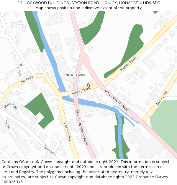 13, LOCKWOOD BUILDINGS, STATION ROAD, HONLEY, HOLMFIRTH, HD9 6PG: Location map and indicative extent of plot
