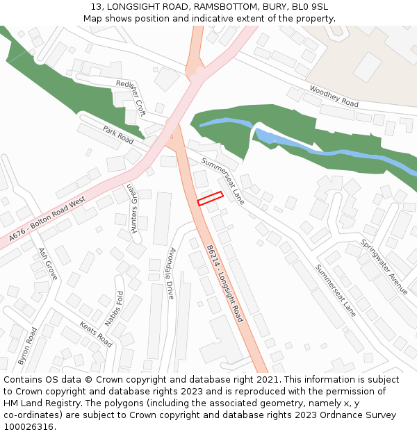 13, LONGSIGHT ROAD, RAMSBOTTOM, BURY, BL0 9SL: Location map and indicative extent of plot
