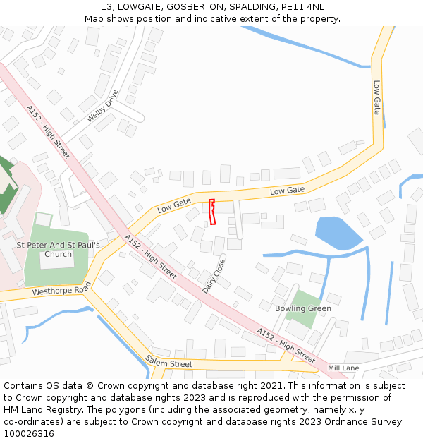 13, LOWGATE, GOSBERTON, SPALDING, PE11 4NL: Location map and indicative extent of plot