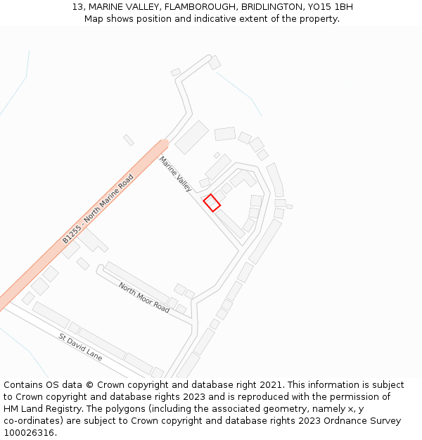 13, MARINE VALLEY, FLAMBOROUGH, BRIDLINGTON, YO15 1BH: Location map and indicative extent of plot