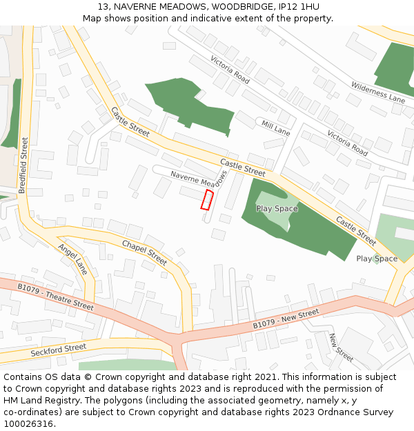 13, NAVERNE MEADOWS, WOODBRIDGE, IP12 1HU: Location map and indicative extent of plot
