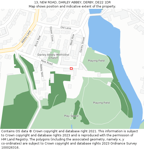 13, NEW ROAD, DARLEY ABBEY, DERBY, DE22 1DR: Location map and indicative extent of plot