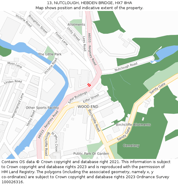13, NUTCLOUGH, HEBDEN BRIDGE, HX7 8HA: Location map and indicative extent of plot